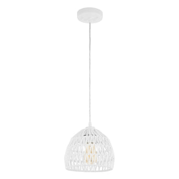 Campana 20" Bohemian Modern Woven Rattan/Iron LED Pendant